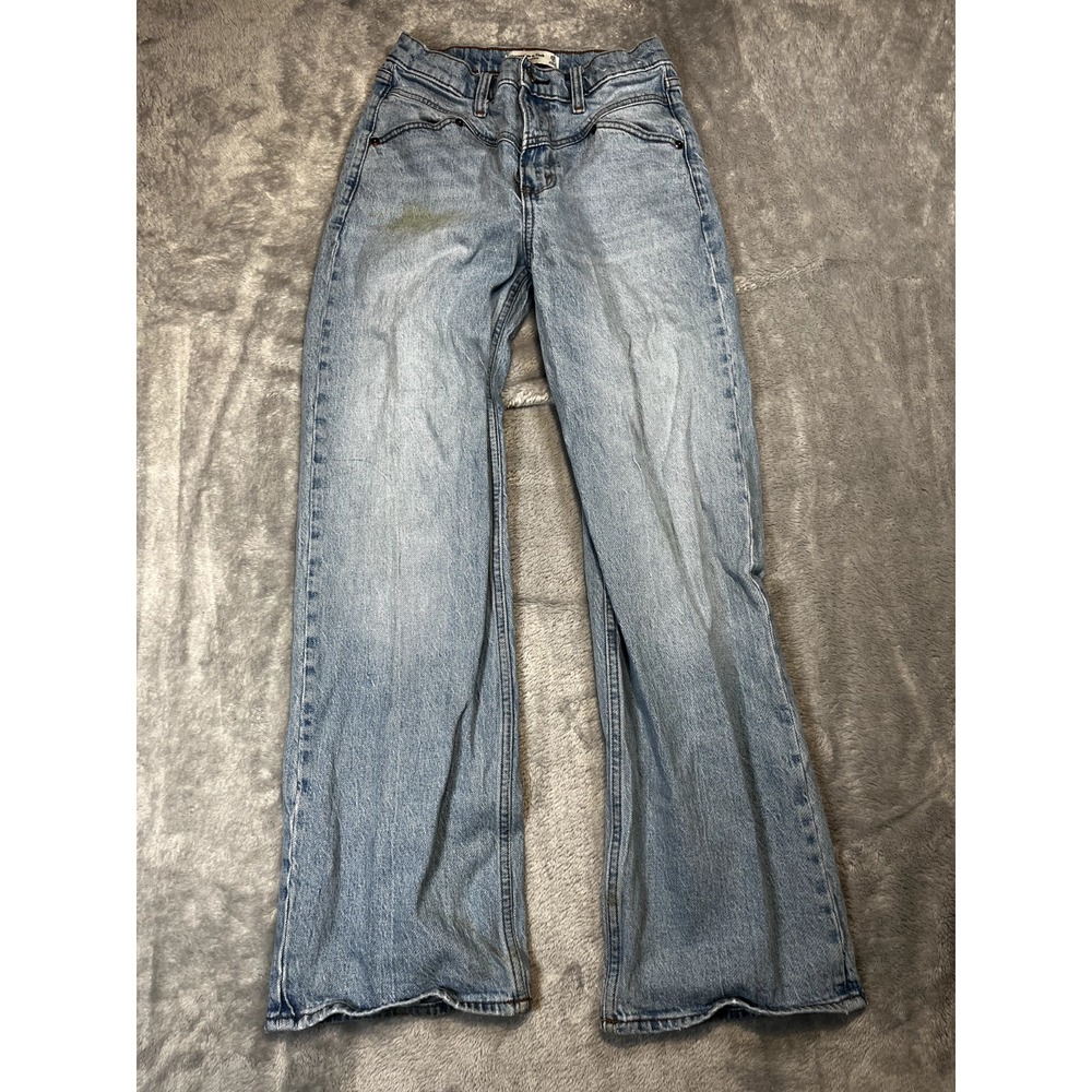 Abercrombie Fitch Jeans Womens 0 Blue 90s Straight High Rise Light Wash Denim